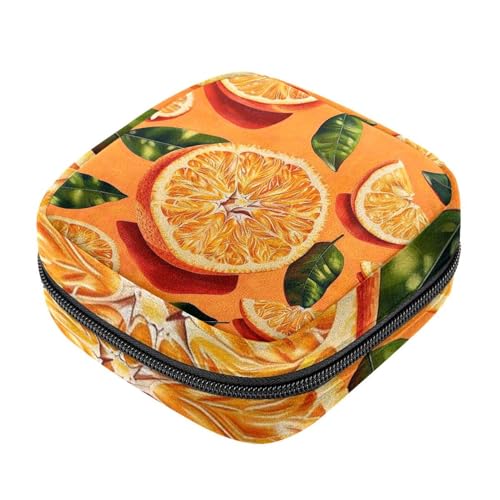 Aufbewahrungsbeutel für Damenbinden, Sommer-Orange-Muster, Menstruationstasse, Oxford-Tuch, Menstruationstassenbeutel, Stillunterlage, Tampon-Periodenbeutel mit Reißverschluss, für Teenager, Mädchen, von etoenbrc