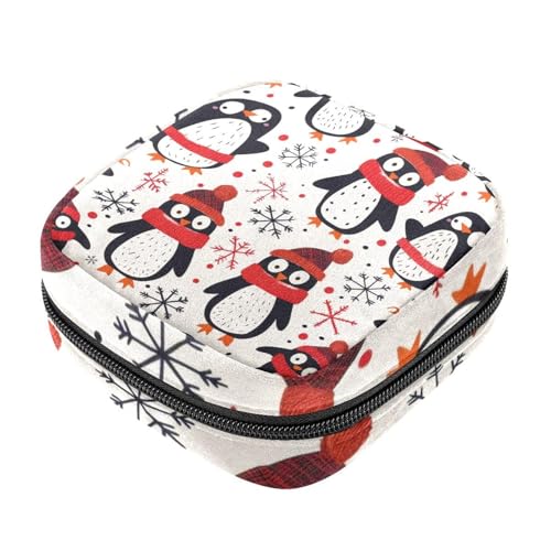 Aufbewahrungsbeutel für Damenbinden, Winter, Cartoon-Pinguin, Menstruationstasse, Oxford-Tuch, Menstruationstasse, Stillunterlage, Tampon-Periodenbeutel mit Reißverschluss, für Teenager, Mädchen, von etoenbrc