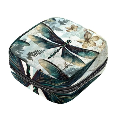 Aufbewahrungsbeutel für Damenbinden, ausgefallene Libellen-J-Menstruationspads, Oxford-Tuch, Menstruationstassenbeutel, Stillunterlage, Tampon-Periodenbeutel mit Reißverschluss, für Teenager, Mädchen, von etoenbrc
