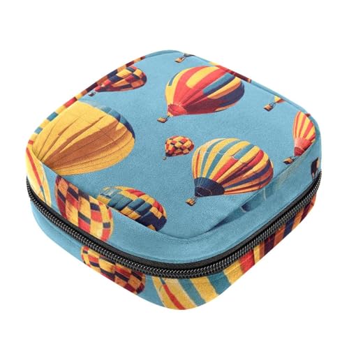 Aufbewahrungsbeutel für Damenbinden, bunte Heißluftballon-Menstruationspads, Oxford-Tuch, Menstruationstassenbeutel, Stillunterlage, Tampon-Periodenbeutel mit Reißverschluss, für Teenager, Mädchen, von etoenbrc