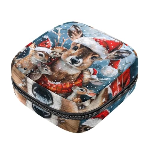 Aufbewahrungsbeutel für Damenbinden, für den Winter, Weihnachten, Hirsch, Oxford-Stoff, Menstruationstassenbeutel, Stillunterlage, Tampon, Periodenbeutel mit Reißverschluss, für Teenager, Mädchen, von etoenbrc