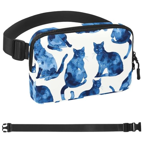 Bauchtasche mit Katzen-Silhouette, für Damen und Herren, Crossbody-Gürteltasche mit Reißverschlusstaschen, wasserdichte Hüfttaschen mit verstellbarem Riemen für Workout, Laufen, Reisen, Wandern, von etoenbrc