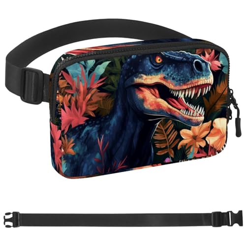 Blaue Dinosaurier-Bauchtasche für Damen und Herren, Crossbody-Gürteltasche mit Reißverschlusstaschen, wasserdichte Hüfttaschen mit verstellbarem Riemen für Workout, Laufen, Reisen, Wandern, von etoenbrc