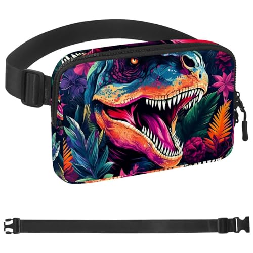 Bunte Dinosaurier-Gürteltasche für Damen und Herren, Crossbody-Gürteltasche mit Reißverschlusstaschen, wasserdichte Hüfttaschen mit verstellbarem Riemen für Workout, Laufen, Reisen, Wandern, von etoenbrc