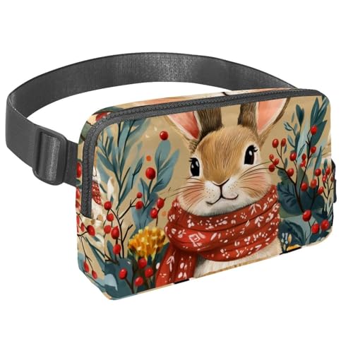Crossbody-Gürteltasche für Damen und Herren, roter Schal, Kaninchen, Bauchtasche mit Reißverschlusstaschen, wasserdichte Hüfttaschen mit verstellbarem Riemen für Workout, Laufen, Reisen, Wandern Crossbody-Gürteltasche für Damen und Herren, roter Schal, Kaninchen, Bauchtasche mit Reißverschlusstaschen, wasserdichte Hüfttaschen mit verstellbarem Riemen für Workout, Laufen, Reisen, Wandern von etoenbrc