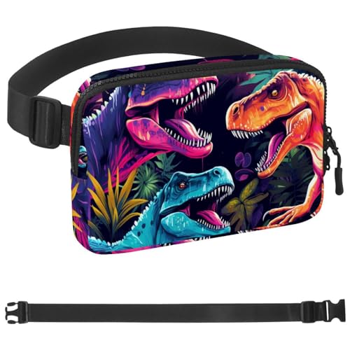 Dreifarbige Dinosaurier-Gürteltasche für Damen und Herren, Crossbody-Gürteltasche mit Reißverschlusstaschen, wasserdichte Hüfttasche mit verstellbarem Riemen für Workout, Laufen, Reisen, Wandern, von etoenbrc