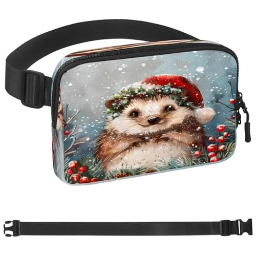 Gürteltasche für den Winter, Weihnachten, Igel, für Damen und Herren, Crossbody-Gürteltasche mit Reißverschlusstaschen, wasserdichte Hüfttasche mit verstellbarem Riemen für Workout, Laufen, Reisen, Gürteltasche für den Winter, Weihnachten, Igel, für Damen und Herren, Crossbody-Gürteltasche mit Reißverschlusstaschen, wasserdichte Hüfttasche mit verstellbarem Riemen für Workout, Laufen, Reisen, von etoenbrc