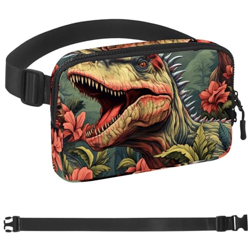 Gürteltasche mit Dinosaurier-Aufdruck für Damen und Herren, Crossbody-Gürteltasche mit Reißverschlusstaschen, wasserdichte Hüfttaschen mit verstellbarem Riemen für Workout, Laufen, Reisen, Wandern, von etoenbrc