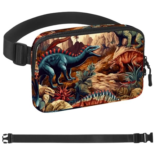 Gürteltasche mit Dinosaurier-Motiv, für Damen und Herren, Crossbody-Gürteltasche mit Reißverschlusstaschen, wasserdichte Hüfttasche mit verstellbarem Riemen für Workout, Laufen, Reisen, Wandern, von etoenbrc
