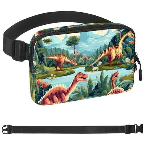 Gürteltasche mit Dinosaurier-Motiv, für Damen und Herren, Crossbody-Gürteltasche mit Reißverschlusstaschen, wasserdichte Hüfttasche mit verstellbarem Riemen für Workout, Laufen, Reisen, Wandern, von etoenbrc