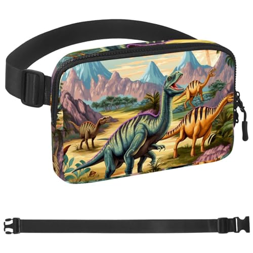 Gürteltasche mit Dinosaurier-Wort, für Damen und Herren, Crossbody-Gürteltasche mit Reißverschlusstaschen, wasserdichte Hüfttasche mit verstellbarem Riemen für Workout, Laufen, Reisen, Wandern, von etoenbrc