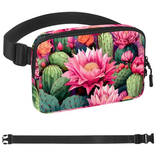 Gürteltasche mit Kaktusblumen, für Damen und Herren, Crossbody-Gürteltasche mit Reißverschlusstaschen, wasserdichte Hüfttasche mit verstellbarem Riemen für Workout, Laufen, Reisen, Wandern, von etoenbrc