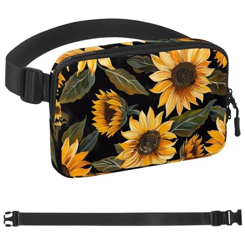 Gürteltasche mit Sonnenblumen-Aufdruck für Damen und Herren, Crossbody-Gürteltasche mit Reißverschlusstaschen, wasserdichte Hüfttasche mit verstellbarem Riemen für Workout, Laufen, Reisen, Wandern, von etoenbrc