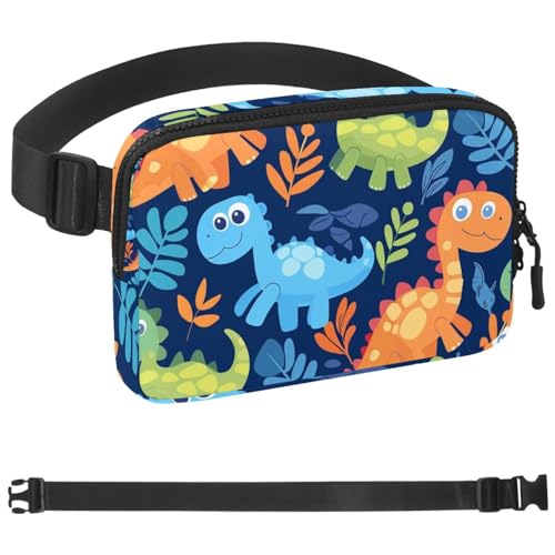 Gürteltasche mit blauem Hintergrund, Dinosaurier, für Damen und Herren, Crossbody-Gürteltasche mit Reißverschlusstaschen, wasserdichte Hüfttasche mit verstellbarem Riemen für Workout, Laufen, Reisen, von etoenbrc