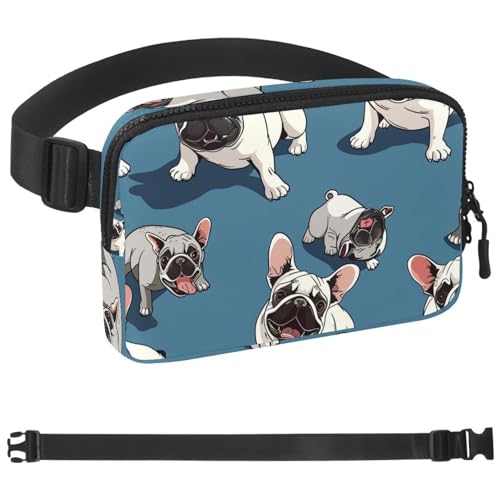 Gürteltasche mit französischer Bulldogge, für Damen und Herren, Crossbody-Gürteltasche mit Reißverschlusstaschen, wasserdichte Hüfttasche mit verstellbarem Riemen für Workout, Laufen, Reisen, Wandern, von etoenbrc