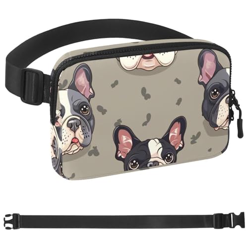 Gürteltasche mit französischer Bulldogge für Damen und Herren, Crossbody-Gürteltasche mit Reißverschlusstaschen, wasserdichte Hüfttasche mit verstellbarem Gurt für Workout, Laufen, Reisen, Wandern, von etoenbrc