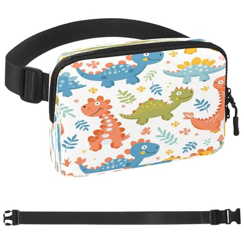 Gürteltasche mit niedlichem Dinosaurier-Muster für Damen und Herren, Crossbody-Gürteltasche mit Reißverschlusstaschen, wasserdichte Hüfttaschen mit verstellbarem Riemen für Workout, Laufen, Reisen, von etoenbrc