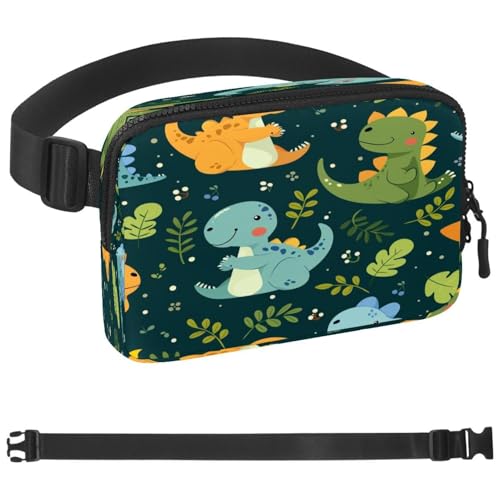 Gürteltasche mit niedlichen Dinosauriern für Damen und Herren, Crossbody-Gürteltasche mit Reißverschlusstaschen, wasserdichte Hüfttaschen mit verstellbarem Riemen für Workout, Laufen, Reisen, Wandern, von etoenbrc