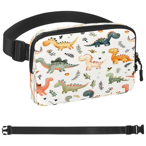 Niedliche Dinosaurier-Familien-Bauchtasche für Damen und Herren, Crossbody-Gürteltasche mit Reißverschlusstaschen, wasserdichte Hüfttasche mit verstellbarem Riemen für Workout, Laufen, Reisen, von etoenbrc