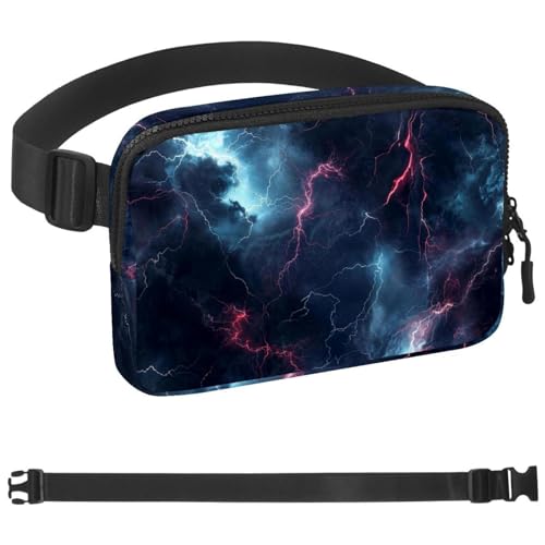 Red Lightning Bauchtasche für Damen und Herren, Crossbody-Gürteltasche mit Reißverschlusstaschen, wasserdichte Hüfttaschen mit verstellbarem Riemen für Workout, Laufen, Reisen, Wandern, mehrfarbig, Red Lightning Bauchtasche für Damen und Herren, Crossbody-Gürteltasche mit Reißverschlusstaschen, wasserdichte Hüfttaschen mit verstellbarem Riemen für Workout, Laufen, Reisen, Wandern, mehrfarbig, von etoenbrc