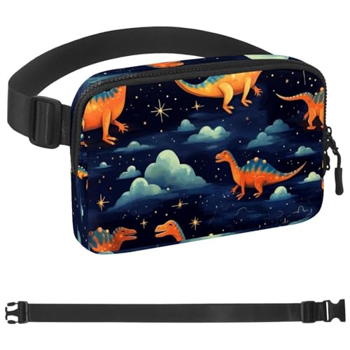 Starry Sky Dinosaurier I Bauchtasche für Damen und Herren, Crossbody-Gürteltasche mit Reißverschlusstaschen, wasserdichte Hüfttasche mit verstellbarem Riemen für Workout, Laufen, Reisen, Wandern, von etoenbrc