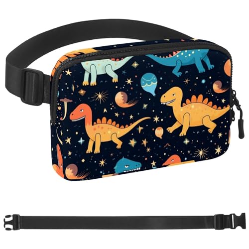 Starry Sky Dinosaurier M Bauchtasche für Damen und Herren, Crossbody-Gürteltasche mit Reißverschlusstaschen, wasserdichte Hüfttaschen mit verstellbarem Riemen für Workout, Laufen, Reisen, Wandern, von etoenbrc