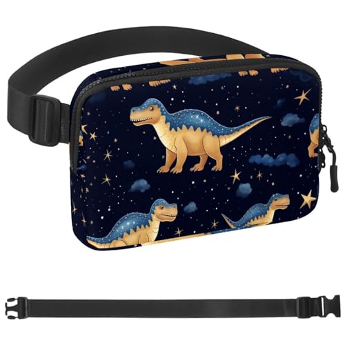 Starry Sky Dinosaurier N Bauchtasche für Damen und Herren, Crossbody-Gürteltasche mit Reißverschlusstaschen, wasserdichte Hüfttasche mit verstellbarem Riemen für Workout, Laufen, Reisen, Wandern, von etoenbrc