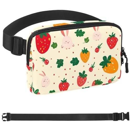 Strawberry Rabbit Bauchtasche für Damen und Herren, Crossbody-Gürteltasche mit Reißverschlusstaschen, wasserdichte Hüfttaschen mit verstellbarem Riemen für Workout, Laufen, Reisen, Wandern, Strawberry Rabbit Bauchtasche für Damen und Herren, Crossbody-Gürteltasche mit Reißverschlusstaschen, wasserdichte Hüfttaschen mit verstellbarem Riemen für Workout, Laufen, Reisen, Wandern, von etoenbrc