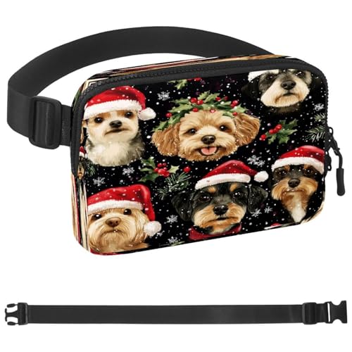 Weihnachts-Gürteltasche für Babys und Hunde, Crossbody-Gürteltasche mit Reißverschlusstaschen, wasserdichte Hüfttasche mit verstellbarem Gurt für Workout, Laufen, Reisen, Wandern, mehrfarbig, von etoenbrc