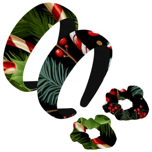 etoenbrc 2 Pack Polyester Breite Stirnbänder und Scrunchie für Frauen, Weihnachten Krücke H Stirnbänder Haarband Mode Anti-Rutsch Haarreifen für Mädchen Frauen Haarschmuck von etoenbrc