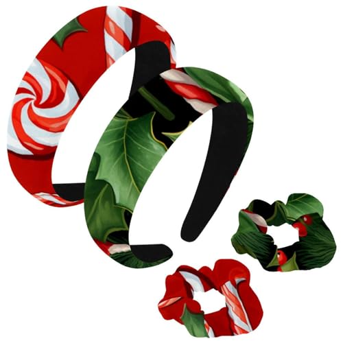 etoenbrc 2 Pack Polyester Breite Stirnbänder und Scrunchie für Frauen, Weihnachten Krücke M Stirnbänder Haarband Mode Anti-Rutsch Haarreifen für Mädchen Frauen Haarschmuck von etoenbrc