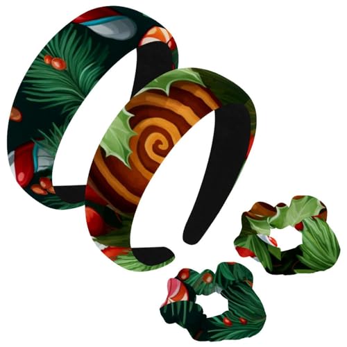 etoenbrc 2 Pack Polyester Breite Stirnbänder und Scrunchie für Frauen, Weihnachten Krücke R Stirnbänder Haarband Mode Anti-Rutsch Haarreifen für Mädchen Frauen Haarschmuck von etoenbrc
