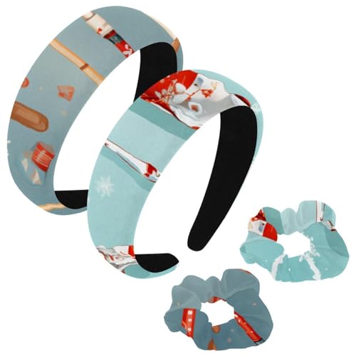etoenbrc 2 Pack Polyester Breite Stirnbänder und Scrunchie für Frauen Weihnachten Krücke B Stirnbänder Haarband Mode Anti-Rutsch Haarreifen für Mädchen Frauen Haarschmuck von etoenbrc