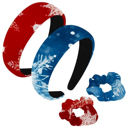 etoenbrc 2 Pack Polyester Breite Stirnbänder und Scrunchie für Frauen Weihnachten Schnee F Stirnbänder Haarband Mode Anti-Rutsch Haarreifen für Mädchen Frauen Haarschmuck von etoenbrc