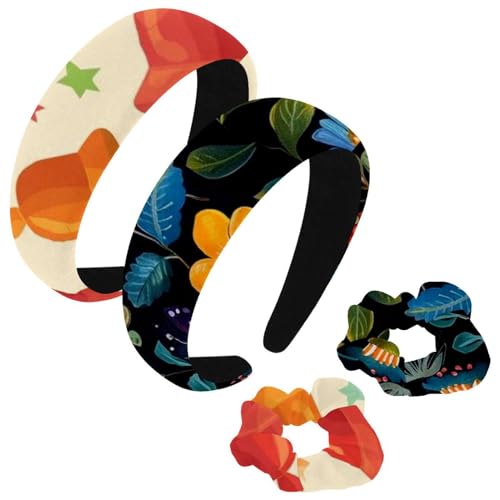 etoenbrc 2 Stück Polyester Breite Stirnbänder und Haargummi für Frauen, Garten Blumen Stirnbänder Haarband Mode Anti-Rutsch Haarreifen für Mädchen Frauen Haarschmuck von etoenbrc