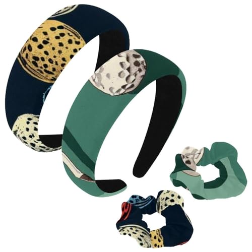 etoenbrc 2 Stück Polyester Breite Stirnbänder und Haargummi für Frauen, Golfbälle und Schläger Stirnbänder Haarband Mode Anti-Rutsch Haarreifen für Mädchen Frauen Haarschmuck von etoenbrc
