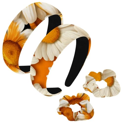 etoenbrc 2 Stück Polyester Breite Stirnbänder und Haargummi für Frauen, Orange Flesh Magritte Stirnbänder Haarband Mode Anti-Rutsch Haarreifen für Mädchen Frauen Haarschmuck von etoenbrc