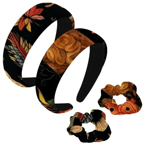 etoenbrc 2 Stück Polyester Breite Stirnbänder und Haargummi für Frauen, Thanksgiving Hut I Stirnbänder Haarband Mode Anti-Rutsch Haarreifen für Mädchen Frauen Haarschmuck von etoenbrc