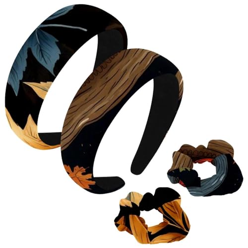etoenbrc 2 Stück Polyester Breite Stirnbänder und Haargummi für Frauen, Thanksgiving Hut O Stirnbänder Haarband Mode Anti-Rutsch Haarreifen für Mädchen Frauen Haarschmuck von etoenbrc