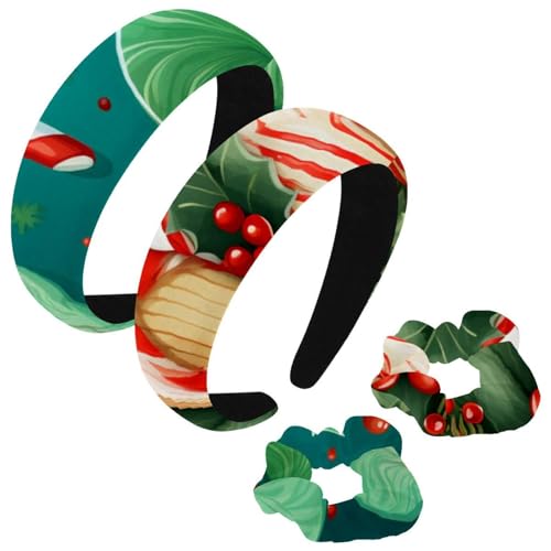 etoenbrc 2 Stück Polyester Breite Stirnbänder und Haargummi für Frauen, Weihnachten Krücke X Stirnbänder Haarband Mode Anti-Rutsch Haarreifen für Mädchen Frauen Haarschmuck von etoenbrc