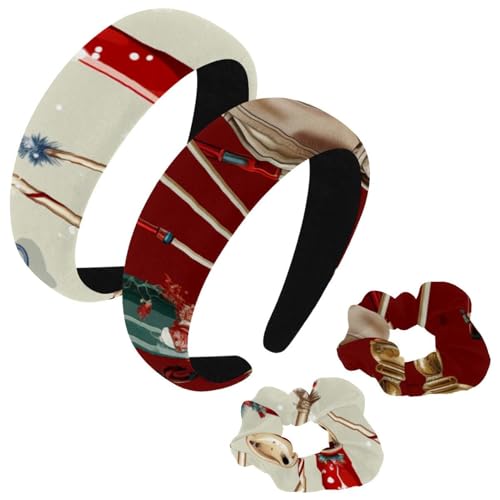 etoenbrc 2 Stück Polyester Breite Stirnbänder und Haargummi für Frauen, Weihnachten Krücken-Stirnbänder Haarband Mode Anti-Rutsch Haarreifen für Mädchen Frauen Haarschmuck von etoenbrc