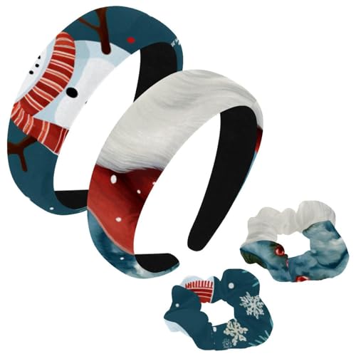 etoenbrc 2 Stück Polyester Breite Stirnbänder und Haargummi für Frauen, Weihnachten Schneemann C Stirnbänder Haarband Mode Anti-Rutsch Haarreifen für Mädchen Frauen Haarschmuck von etoenbrc