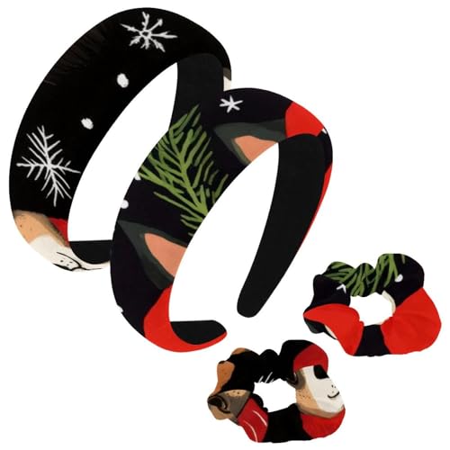 etoenbrc 2 Stück Polyester Breite Stirnbänder und Haargummi für Frauen, Weihnachten Schwarz Katzen Stirnbänder Haarband Mode Anti-Rutsch Haarreifen für Mädchen Frauen Haarschmuck von etoenbrc