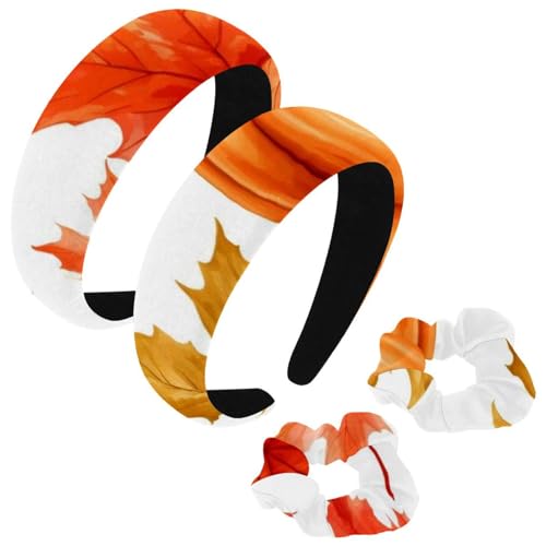 etoenbrc 2 Stück Polyester Breite Stirnbänder und Haargummi für Frauen Ahornblatt Kürbis O Stirnbänder Haarband Mode Anti-Rutsch Haarreifen für Mädchen Frauen Haarschmuck von etoenbrc
