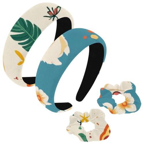 etoenbrc 2 Stück Polyester Breite Stirnbänder und Haargummi für Frauen Blumen Corgi Stirnbänder Haarband Mode Anti-Rutsch Haarreifen für Mädchen Frauen Haarschmuck von etoenbrc