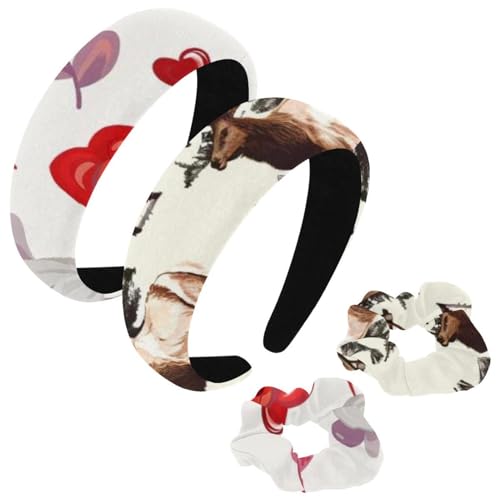 etoenbrc 2 Stück Polyester Breite Stirnbänder und Haargummi für Frauen Elchwald Muster Stirnbänder Haarband Mode Anti-Rutsch Haarreifen für Mädchen Frauen Haarschmuck von etoenbrc