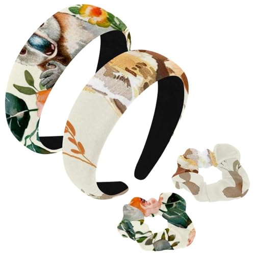 etoenbrc 2 Stück Polyester Breite Stirnbänder und Haargummi für Frauen Herbst Känguru Stirnbänder Haarband Mode Anti-Rutsch Haarreifen für Mädchen Frauen Haarschmuck von etoenbrc