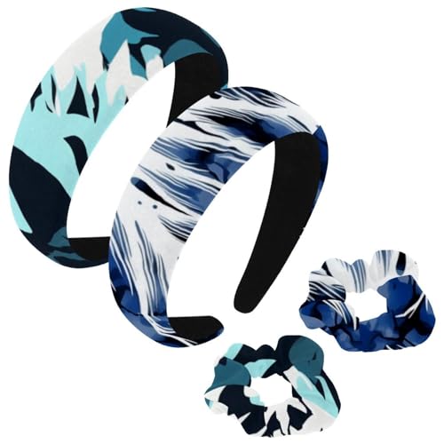 etoenbrc 2 Stück Polyester Breite Stirnbänder und Haargummi für Frauen Pfotenabdruck Muster G Stirnbänder Haarband Mode Anti-Rutsch Haarreifen für Mädchen Frauen Haarschmuck von etoenbrc