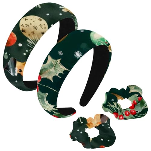 etoenbrc 2 Stück Polyester Breite Stirnbänder und Haargummi für Frauen Weihnachten Ball Stirnbänder Haarband Mode Anti-Rutsch Haarreifen für Mädchen Frauen Haarschmuck von etoenbrc