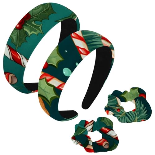 etoenbrc 2 Stück Polyester Breite Stirnbänder und Haargummi für Frauen Weihnachten Krücke T Stirnbänder Haarband Mode Anti-Rutsch Haarreifen für Mädchen Frauen Haarschmuck von etoenbrc